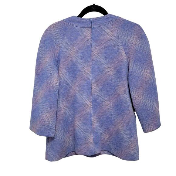 VTG Kay Windsor Retro Purple Plaid Bell Sleeve Top L/XL 566 - Picture 2 of 10